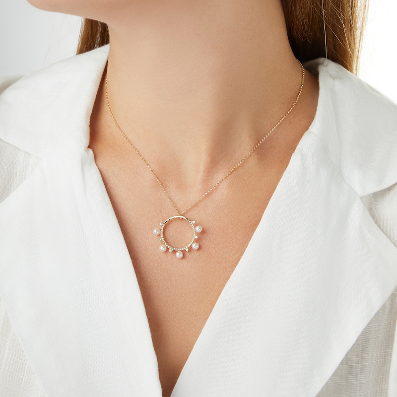 Main Image 4 of Yoko London Akoya Cultured Pearl Necklace 1/5 ct tw Diamonds 18K Yellow Gold 18"