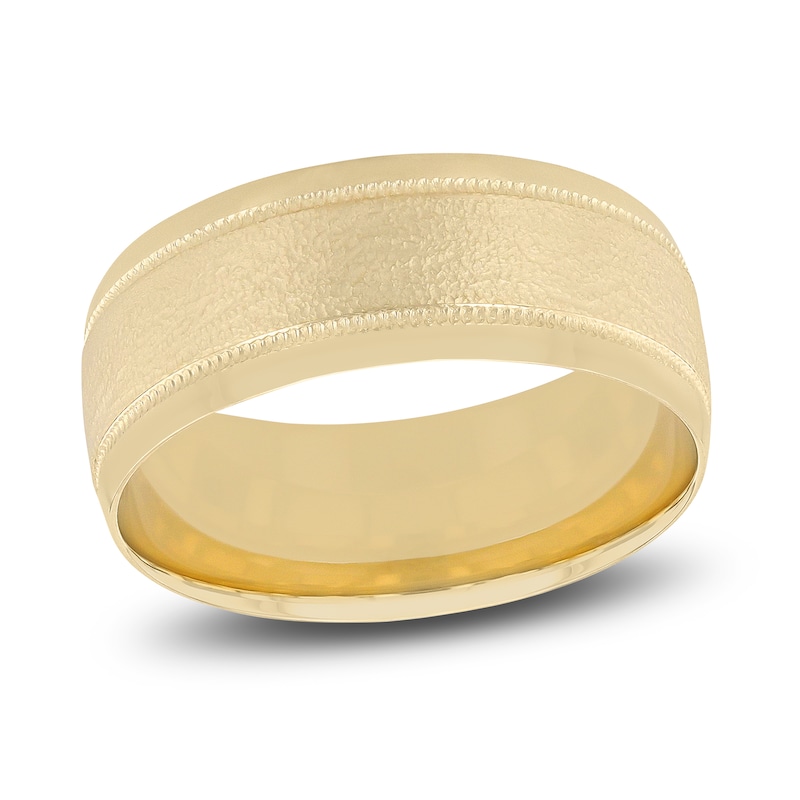 Men's Satin Wedding Band 14K Yellow Gold 8.0mm