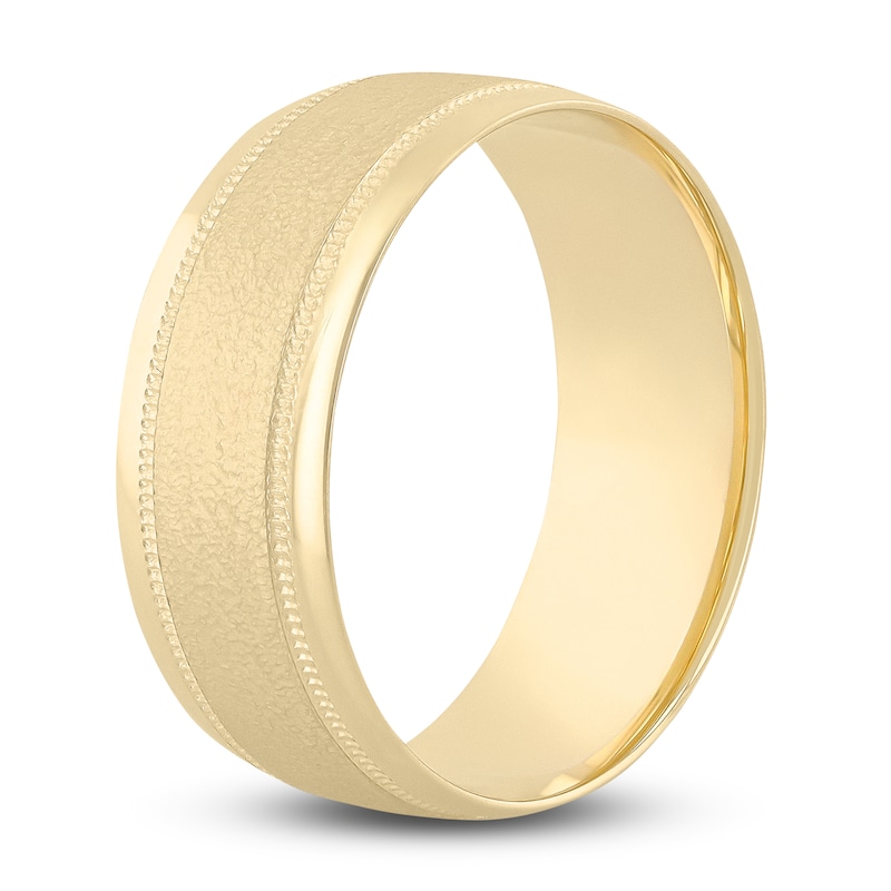 Men's Satin Wedding Band 14K Yellow Gold 8.0mm