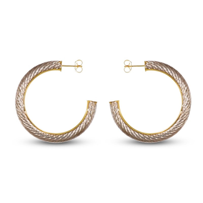 Main Image 2 of Italia D'Oro Diamond-Cut Hoop Earrings 14K Yellow Gold 30mm