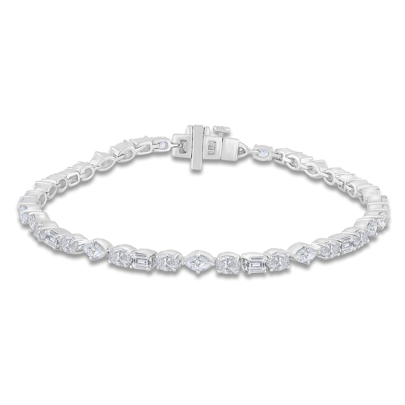 Main Image 1 of Marquise, Emerald & Oval-Cut Diamond Tennis Bracelet 5 ct tw 14K White Gold 7"