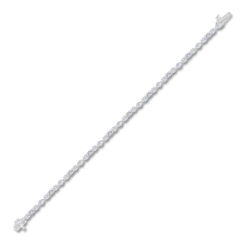 Main Image 2 of Marquise, Emerald & Oval-Cut Diamond Tennis Bracelet 5 ct tw 14K White Gold 7"