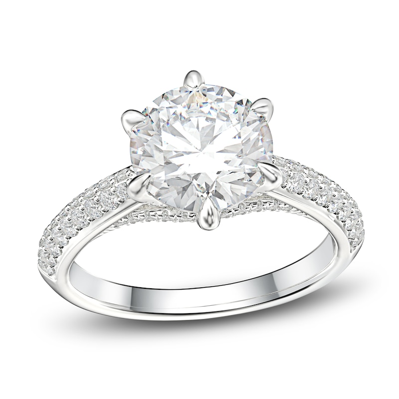 Main Image 1 of Certified Diamond Engagement Ring 2-1/2 ct tw Round 14K White Gold