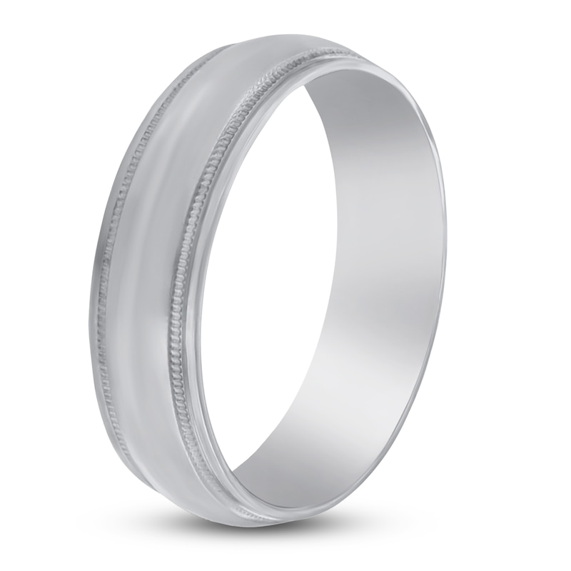 Main Image 2 of Milgrain Beveled Wedding Band Platinum 6mm