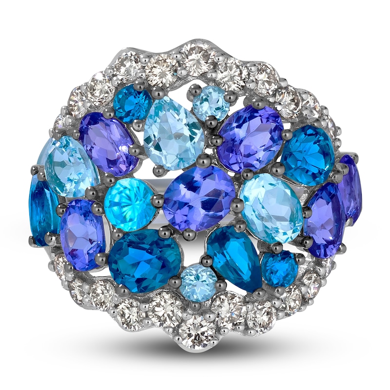 Le Vian Mare Azzurro Natural Topaz, Tanzanite & Zircon Ring 7/8 ct tw Diamonds 14K Vanilla Gold