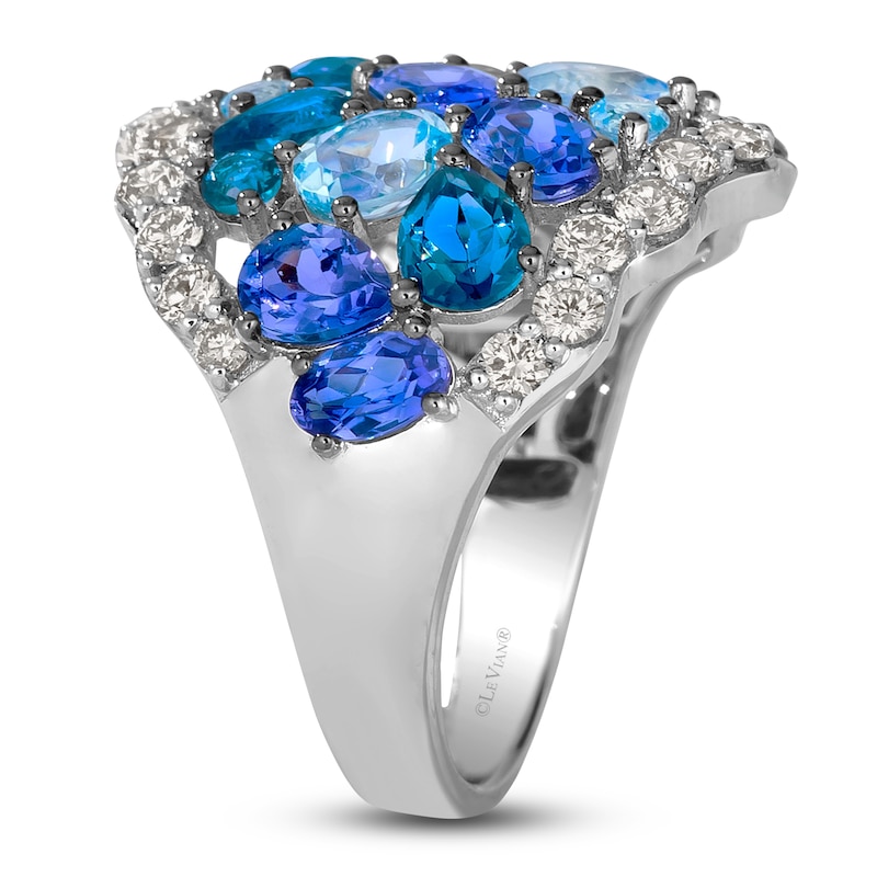 Main Image 4 of Le Vian Mare Azzurro Natural Topaz, Tanzanite & Zircon Ring 7/8 ct tw Diamonds 14K Vanilla Gold