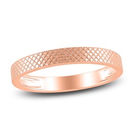 High-Polish Textured Wedding Band 14K Rose Gold 2.90mm