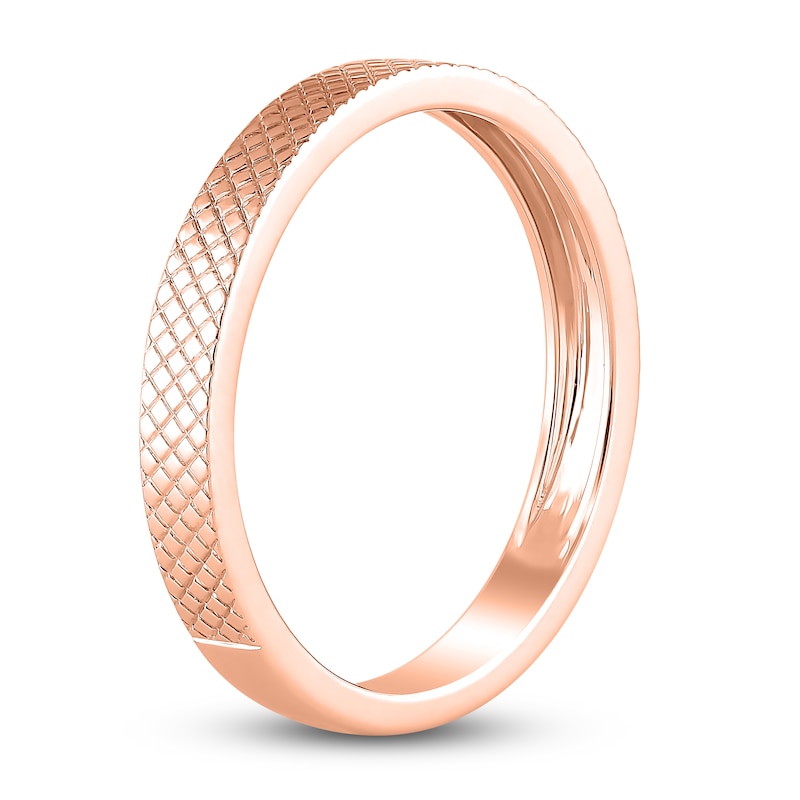 Main Image 2 of High-Polish Textured Wedding Band 14K Rose Gold 2.90mm