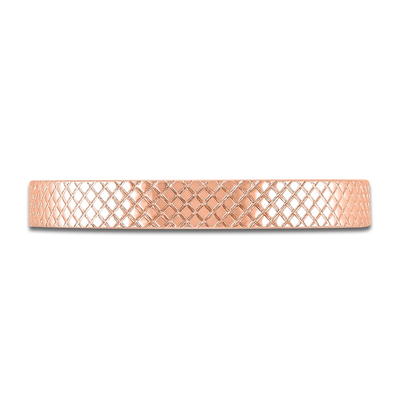 Main Image 3 of High-Polish Textured Wedding Band 14K Rose Gold 2.90mm