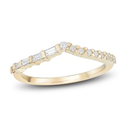 Round & Baguette-Cut Diamond Contour Anniversary Band 1/4 ct tw 14K Yellow Gold