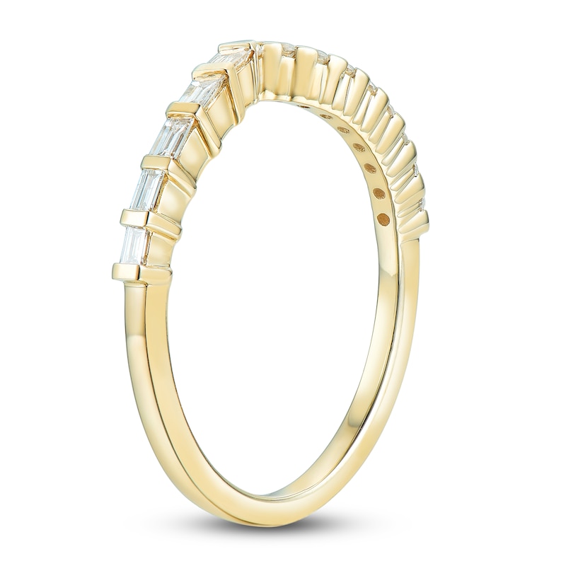 Main Image 2 of Round & Baguette-Cut Diamond Contour Anniversary Band 1/4 ct tw 14K Yellow Gold