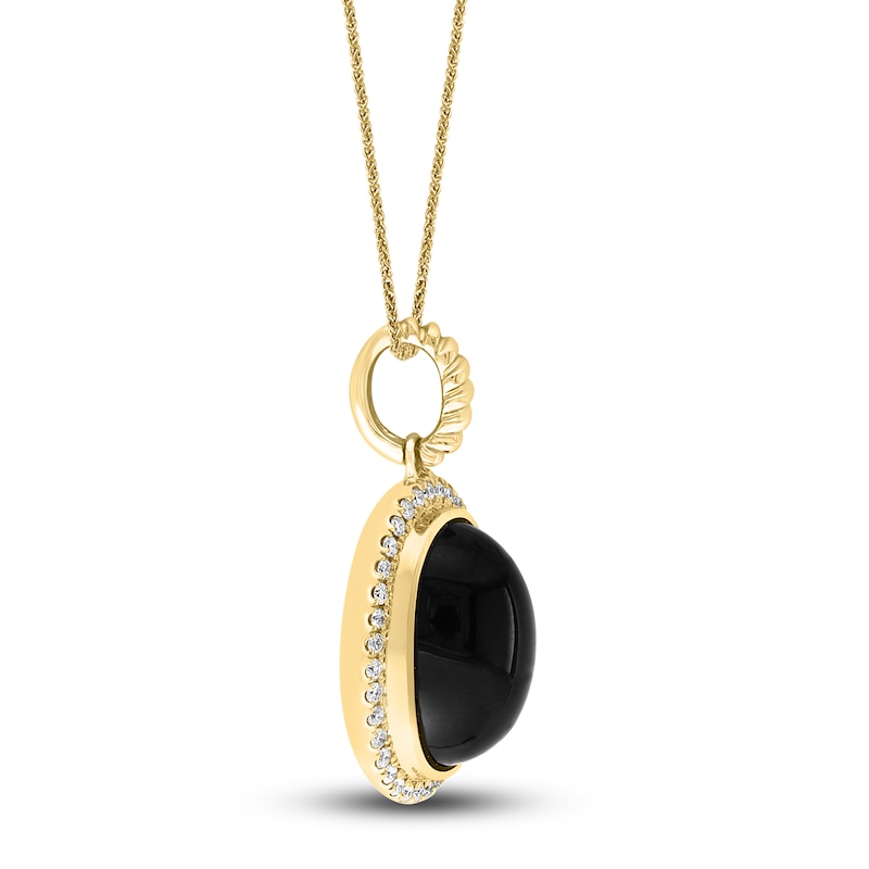 Main Image 2 of Lali Jewels Natural Onyx & Diamond Pendant Necklace 1/4 ct tw 14K Yellow Gold 18"