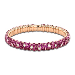 ZYDO Natural Pink Sapphire & Diamond Stretch Bracelet 7/8 ct tw 18K Rose Gold