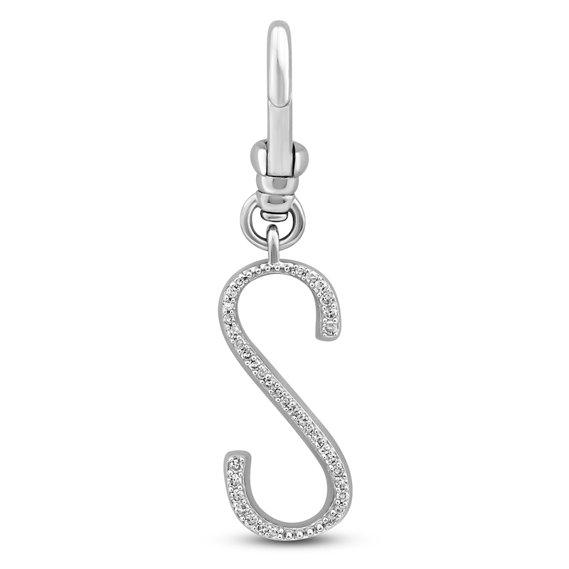 Main Image 1 of Charm'd by Lulu Frost Diamond Letter S Charm 1/15 ct tw Pavé Round 10K White Gold