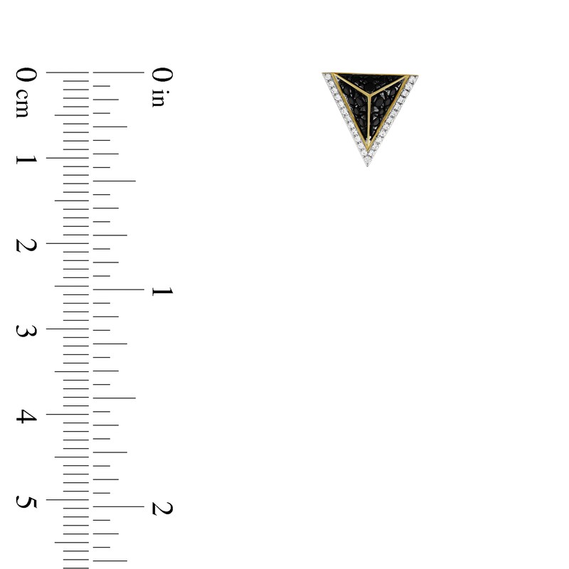Main Image 2 of Men's Black & White Diamond Pyramid Stud Earrings 1/2 ct tw 10K Yellow Gold