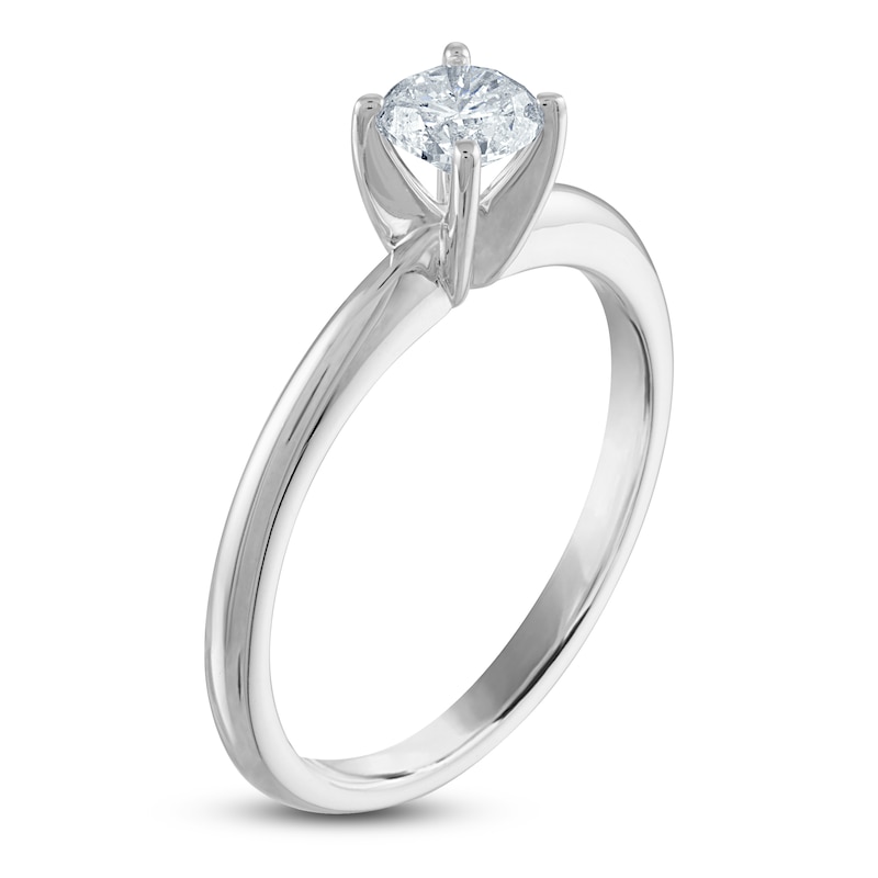 Main Image 2 of Certified Round Diamond Solitaire Engagement Ring 1/2 ct tw 14K White Gold (I/I1)