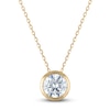 Thumbnail Image 0 of Certified Round-Cut Diamond Bezel-Set Solitaire Necklace 1 ct tw 14K Yellow Gold 18" (I1/I)