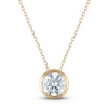 Thumbnail Image 1 of Certified Round-Cut Diamond Bezel-Set Solitaire Necklace 1 ct tw 14K Yellow Gold 18" (I1/I)