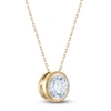 Thumbnail Image 1 of Certified Round-Cut Diamond Bezel-Set Solitaire Necklace 1 ct tw 14K Yellow Gold 18" (I1/I)