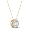 Thumbnail Image 2 of Certified Round-Cut Diamond Bezel-Set Solitaire Necklace 1 ct tw 14K Yellow Gold 18" (I1/I)