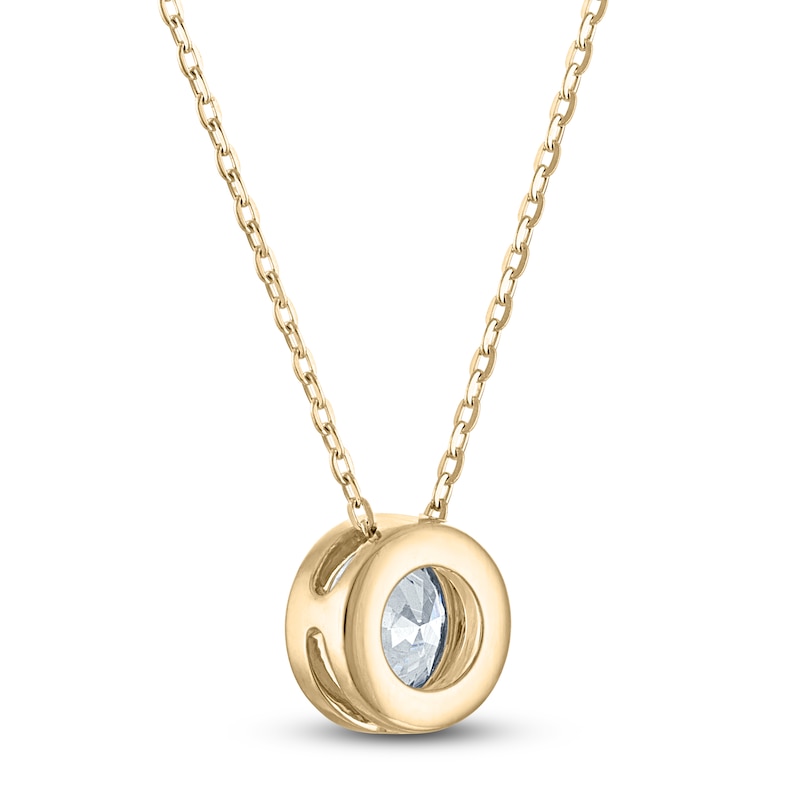Main Image 3 of Certified Round-Cut Diamond Bezel-Set Solitaire Necklace 1 ct tw 14K Yellow Gold 18" (I1/I)