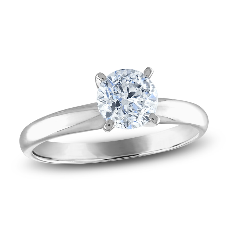 Main Image 1 of Certified Round Diamond Solitaire Engagement Ring 1 ct tw 14K White Gold (I/I1)