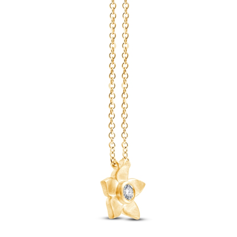 Main Image 2 of Children's Diamond Solitaire Flower Necklace 1/20 ct tw 14K Yellow Gold 13"