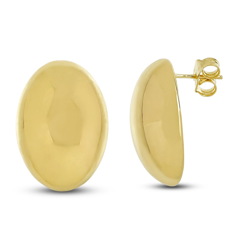 Main Image 2 of Oval Domed Earrings 14K Yellow Gold