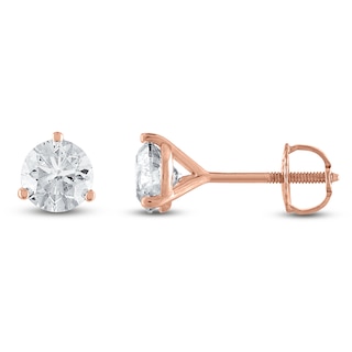 Certified Round-Cut Diamond Solitaire Stud Earrings 1/2 ct tw 18K Rose Gold (SI2/I)