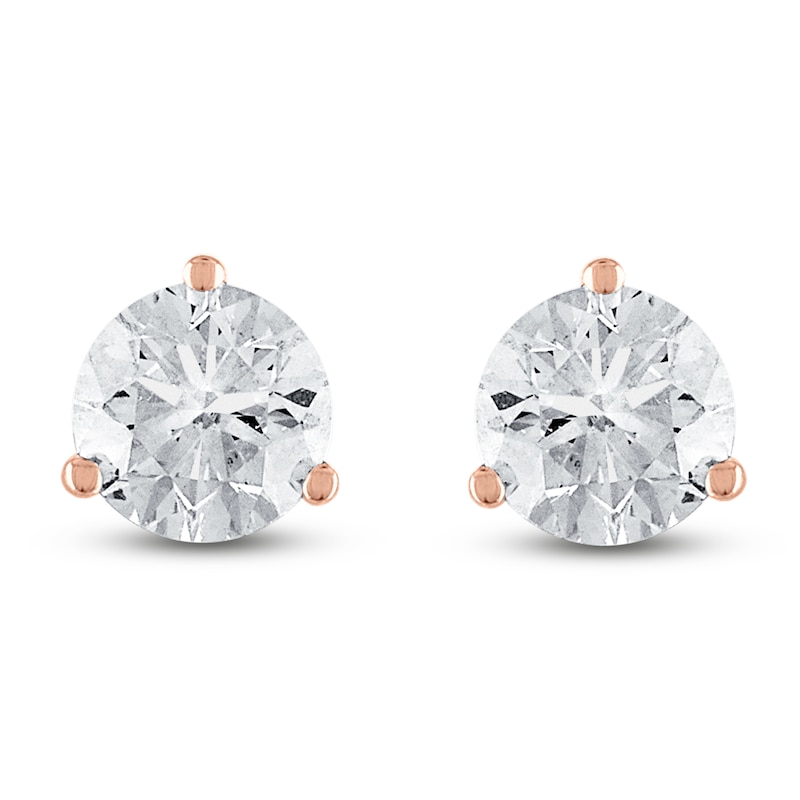 Main Image 2 of Certified Round-Cut Diamond Solitaire Stud Earrings 1/2 ct tw 18K Rose Gold (SI2/I)