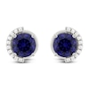 Thumbnail Image 1 of Blue Lab-Created Sapphire & Diamond Stud Earrings 1/10 ct tw 10K White Gold