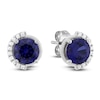 Thumbnail Image 2 of Blue Lab-Created Sapphire & Diamond Stud Earrings 1/10 ct tw 10K White Gold