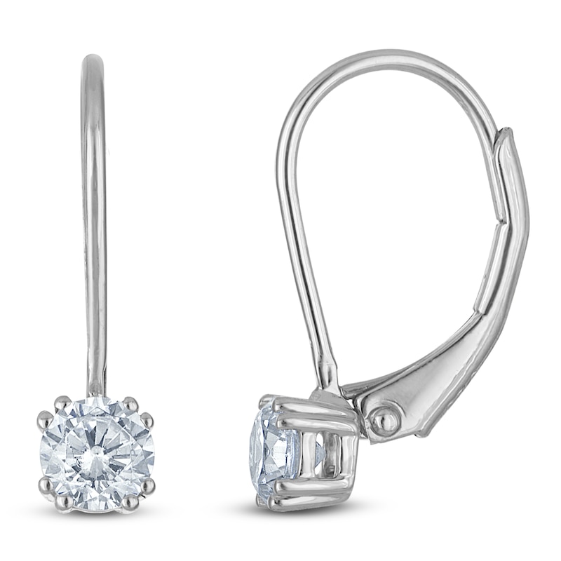 Main Image 1 of Certified Round-Cut Diamond Solitaire Drop Earrings 1/2 ct tw 14K White Gold (I/I1)