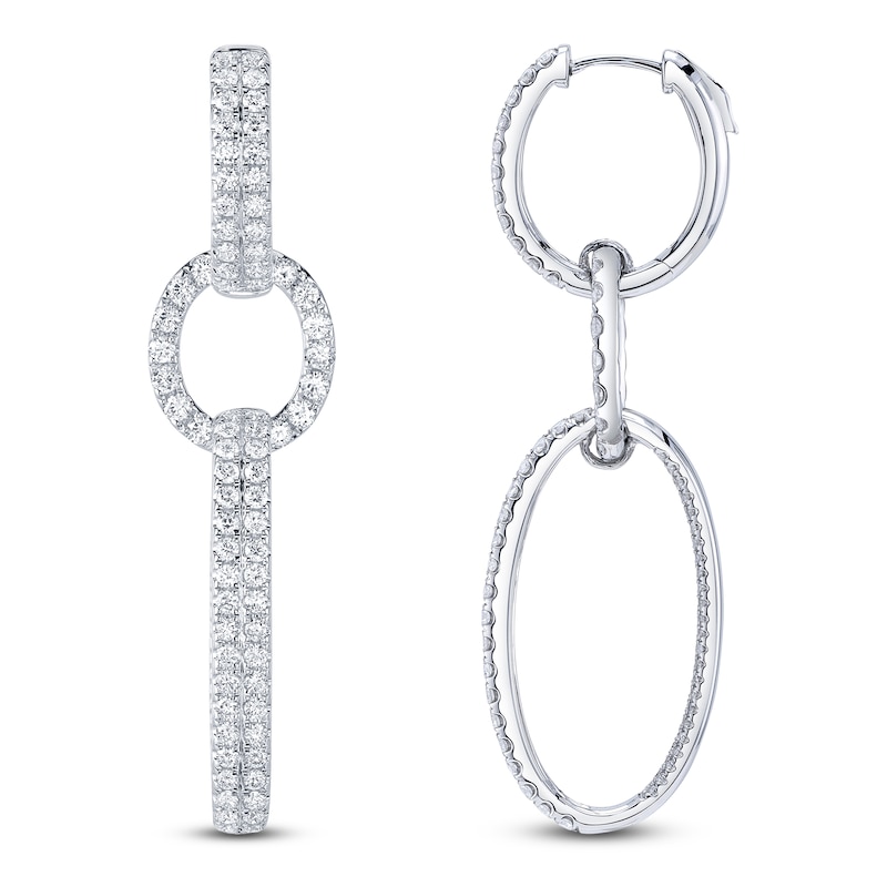 Main Image 1 of Shy Creation Diamond Hoop Oval Drop Inside-Out Earrings 2-1/2 ct tw 14K White Gold SC55025754V2