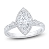 Thumbnail Image 1 of Baguette & Round-Cut Multi-Diamond Marquise-Shaped Fashion Ring 3/4 ct tw 14K White Gold