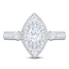 Thumbnail Image 3 of Baguette & Round-Cut Multi-Diamond Marquise-Shaped Fashion Ring 3/4 ct tw 14K White Gold