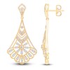 Thumbnail Image 1 of Vintage-Inspired Baguette & Round-Cut Diamond Chandelier Earrings 1/2 ct tw 14K Yellow Gold