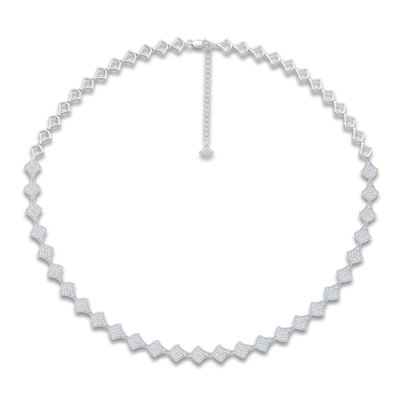 Diamond Shield Link Necklace 2-1/2 ct tw 14K White Gold 16"