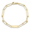 Thumbnail Image 1 of Solid Engravable Three-Bar Paperclip Chain Bracelet 14K Yellow Gold 7.5" 5mm