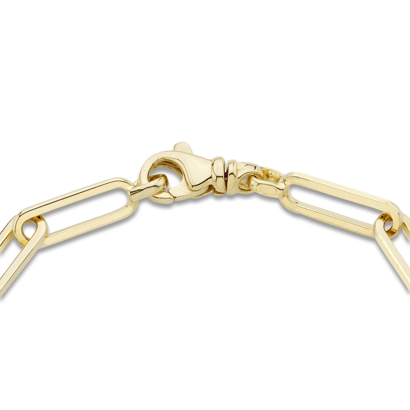 Main Image 2 of Solid Engravable Three-Bar Paperclip Chain Bracelet 14K Yellow Gold 7.5" 5mm