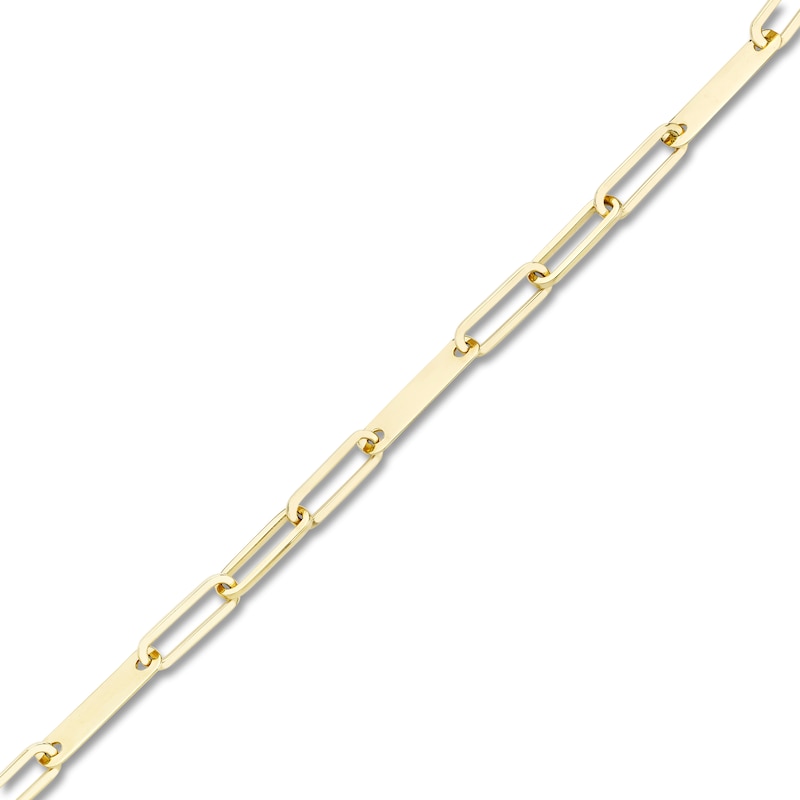 Main Image 3 of Solid Engravable Three-Bar Paperclip Chain Bracelet 14K Yellow Gold 7.5" 5mm