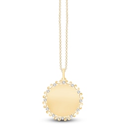 Engravable Diamond Filigree Disc Necklace 1/10 ct tw 14K Yellow Gold 18"