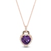 Thumbnail Image 1 of Le Vian Heart-Shaped Natural Amethyst Necklace 1/3 ct tw Diamonds 14K Strawberry Gold 18"