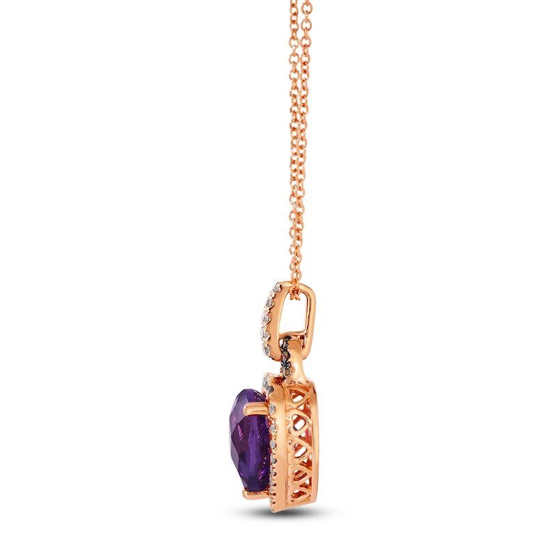 Main Image 2 of Le Vian Heart-Shaped Natural Amethyst Necklace 1/3 ct tw Diamonds 14K Strawberry Gold 18"