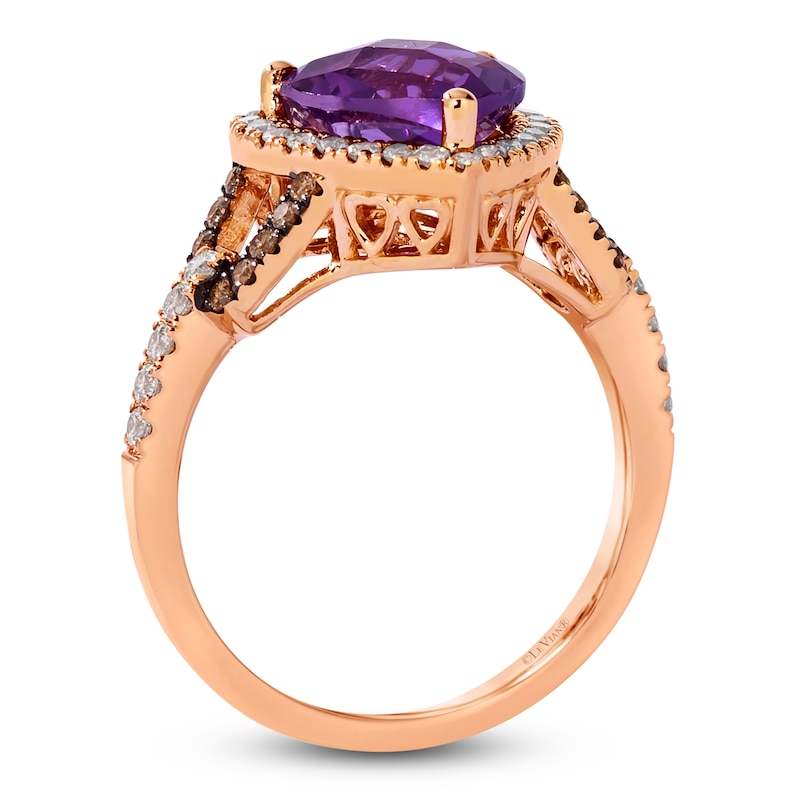 Main Image 2 of Le Vian Heart-Shaped Natural Amethyst Ring 1/2 ct tw Diamonds 14K Strawberry Gold