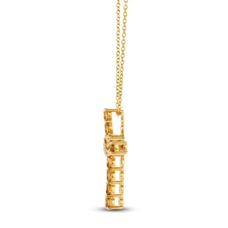 Main Image 2 of Le Vian Natural Citrine & Diamond Accent Cross Necklace 14K Honey Gold 18"