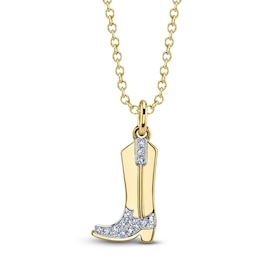 Shy Creation Diamond Accent Cowboy Boot Necklace 14K Yellow Gold 18" JR55001159RD