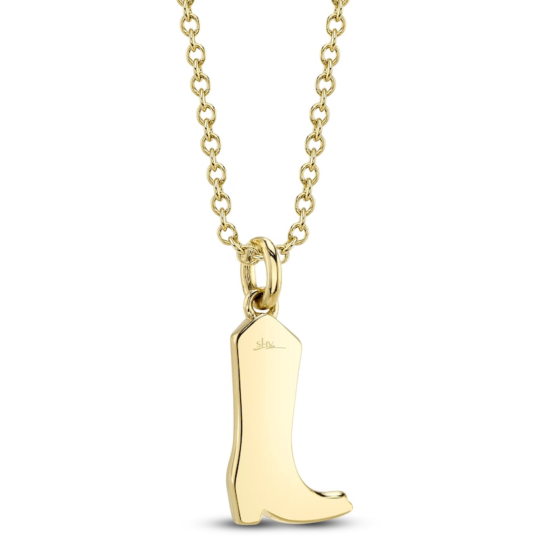 Main Image 2 of Shy Creation Diamond Accent Cowboy Boot Necklace 14K Yellow Gold 18" JR55001159RD