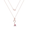 Thumbnail Image 2 of Pear-Shaped Natural Ruby & Diamond Ribbon Necklace 1/4 ct tw 14K Rose Gold 18"