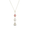 Thumbnail Image 1 of Pear-Shaped Natural Pink Opal, Natural Mother-of-Pearl & Natural Moonstone Necklace 1/20 ct tw Diamonds 14K Yellow Gold 18"